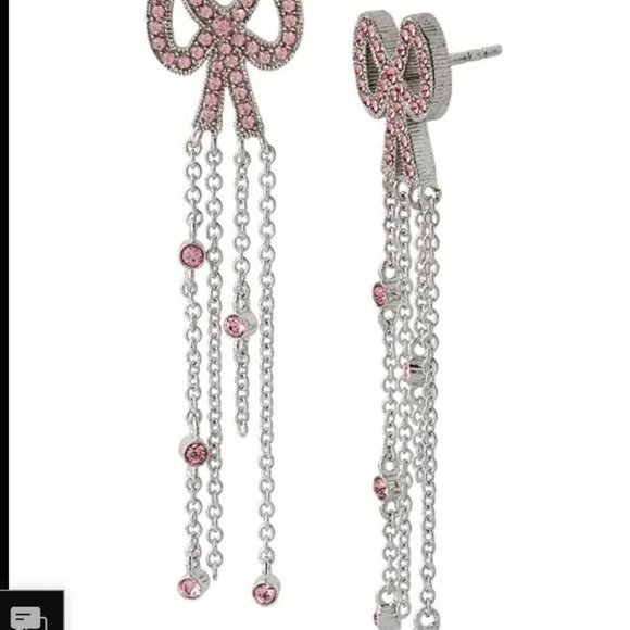 Brand New COACH Pave Bow Fringe Earrings  Retail price: $125 - Picture 1 of 3